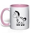 Чашка з кольоровою ручкою Малыш зебры Ніжно рожевий фото