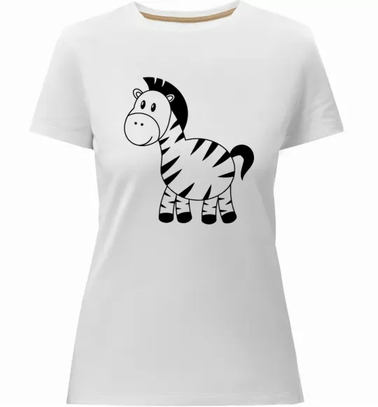 Женская премиум футболка Маленька зебра Белый фото