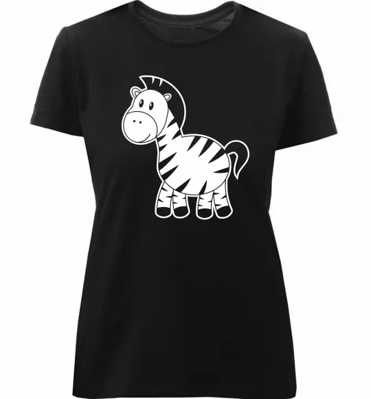 Женская премиум футболка Маленька зебра Черный фото