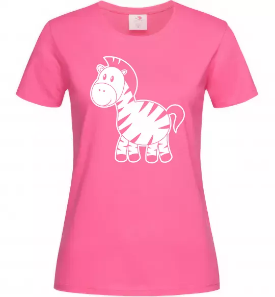 Женская футболка Маленька зебра Ярко-розовый фото