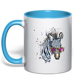 Чашка з кольоровою ручкою Зебра в окулярах