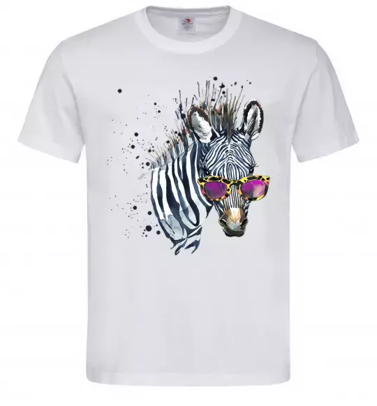 Чоловіча футболка Зебра в окулярах Білий фото