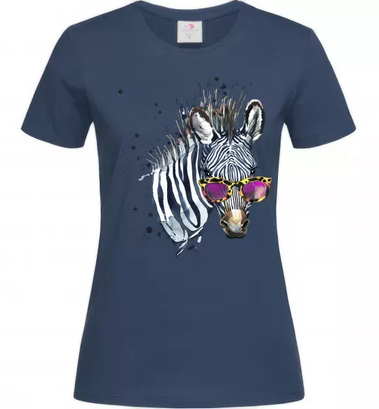 Жіноча футболка Зебра в окулярах Темно-синій фото