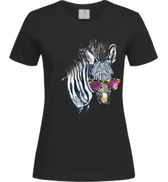 Жіноча футболка Зебра в окулярах Чорний фото