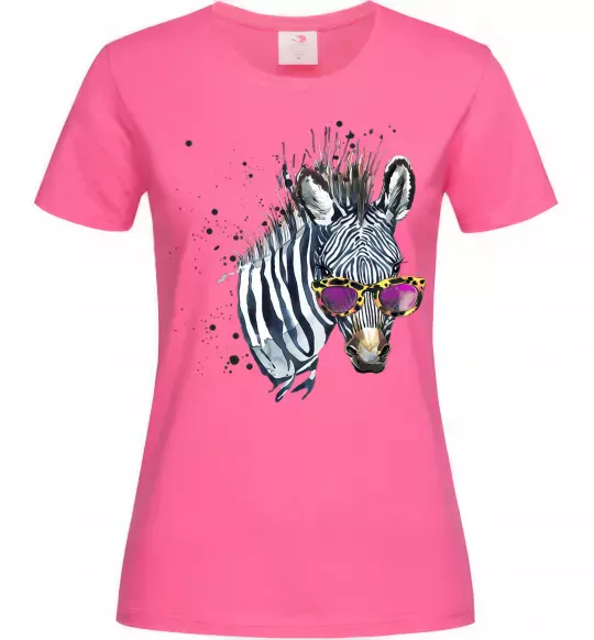 Жіноча футболка Зебра в окулярах Яскраво-рожевий фото