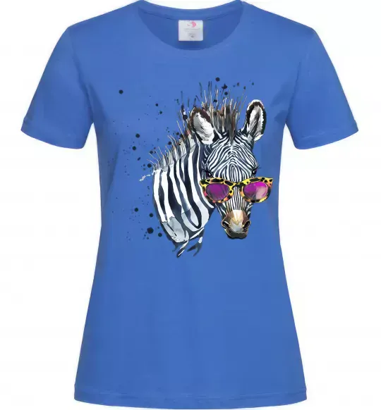 Жіноча футболка Зебра в окулярах Яскраво-синій фото