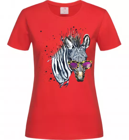 Жіноча футболка Зебра в окулярах Червоний фото