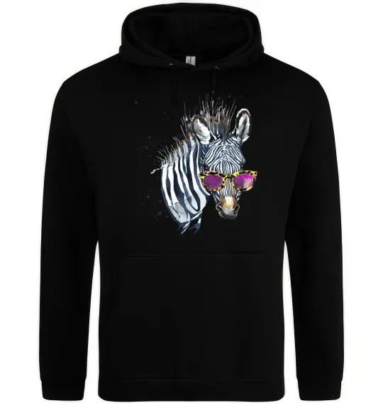 Жіноча толстовка (худі) Зебра в окулярах Чорний фото