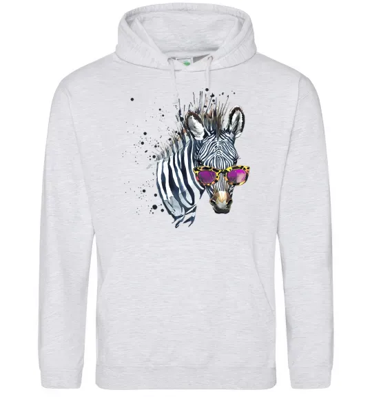 Жіноча толстовка (худі) Зебра в окулярах Сірий меланж фото