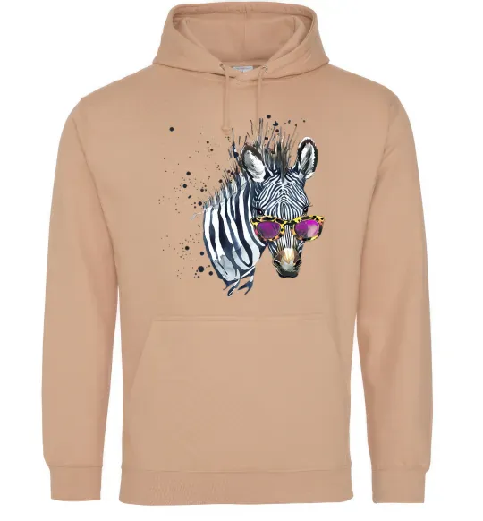 Жіноча толстовка (худі) Зебра в окулярах Пісочний фото