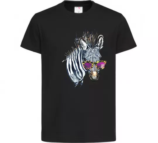 Детская футболка Зебра в окулярах Черный фото