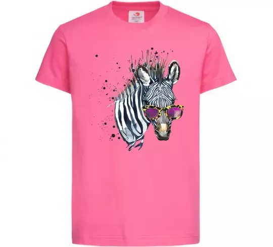 Детская футболка Зебра в окулярах Ярко-розовый фото