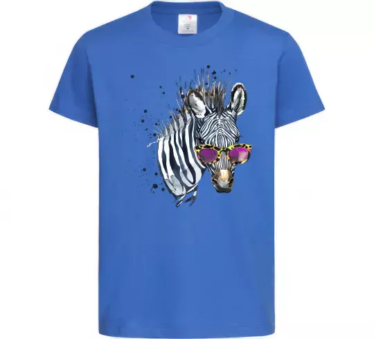 Детская футболка Зебра в окулярах Ярко-синий фото