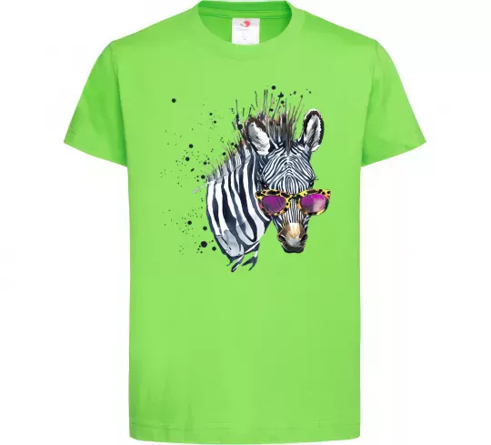 Детская футболка Зебра в окулярах Лаймовый фото