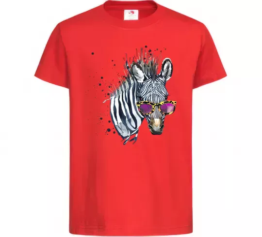 Детская футболка Зебра в окулярах Красный фото