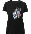 Жіноча преміум футболка Зебра в окулярах Чорний фото