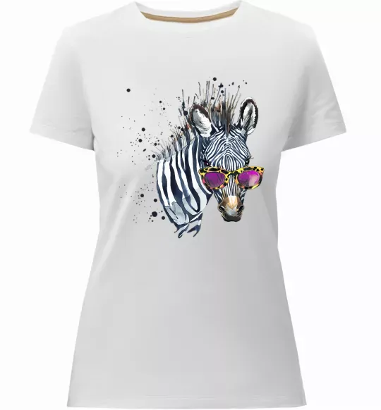 Жіноча преміум футболка Зебра в окулярах Білий фото
