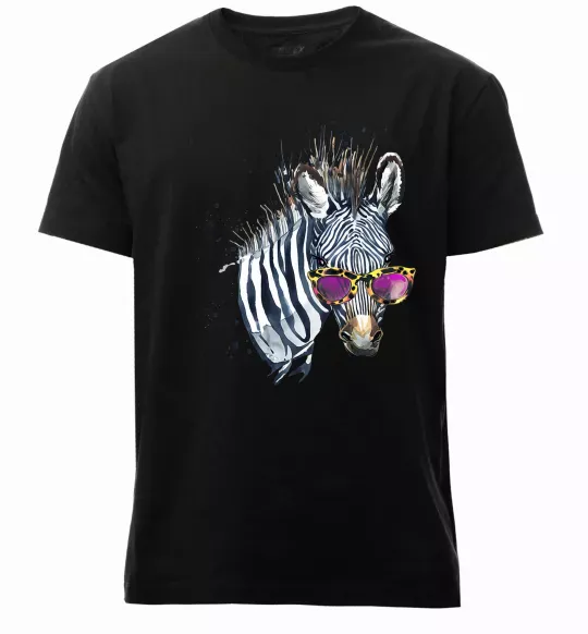 Чоловіча преміум футболка Зебра в окулярах Чорний фото