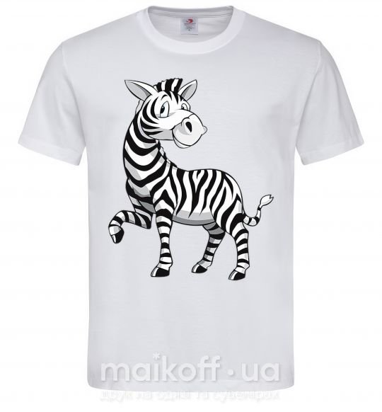 Мужская футболка Мультяшная зебра Белый фото