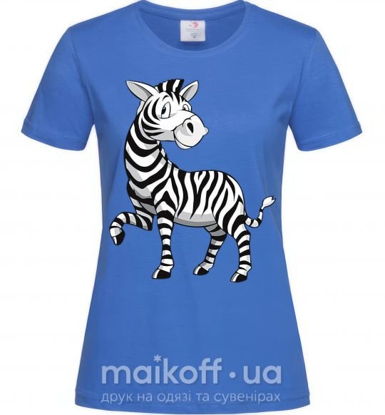 Женская футболка Мультяшная зебра Ярко-синий фото