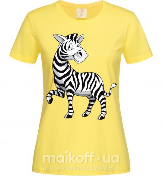Женская футболка Мультяшная зебра Лимонный фото