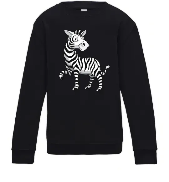 Детский Свитшот Мультяшна зебра Черный фото