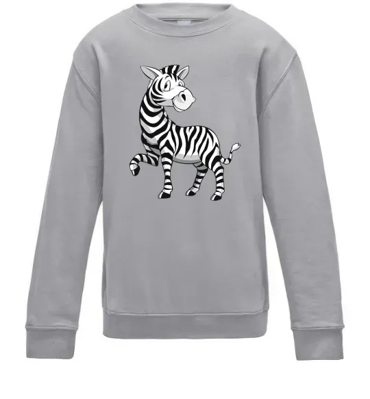Детский Свитшот Мультяшна зебра Серый меланж фото