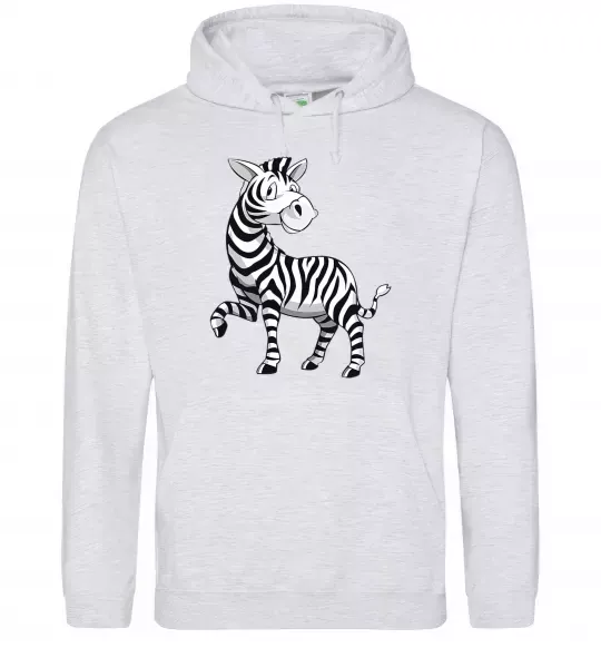 Чоловіча толстовка (худі) Мультяшна зебра Сірий меланж фото