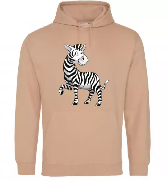 Женская толстовка (худи) Мультяшна зебра Песочный фото