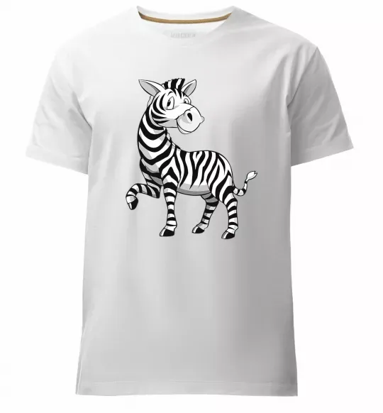 Чоловіча преміум футболка Мультяшна зебра Білий фото