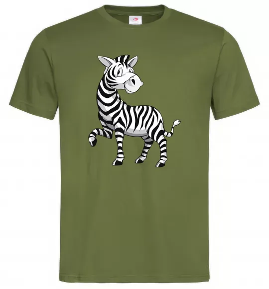 Чоловіча футболка Мультяшна зебра Оливковий фото