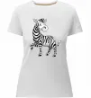Женская премиум футболка Мультяшна зебра Белый фото
