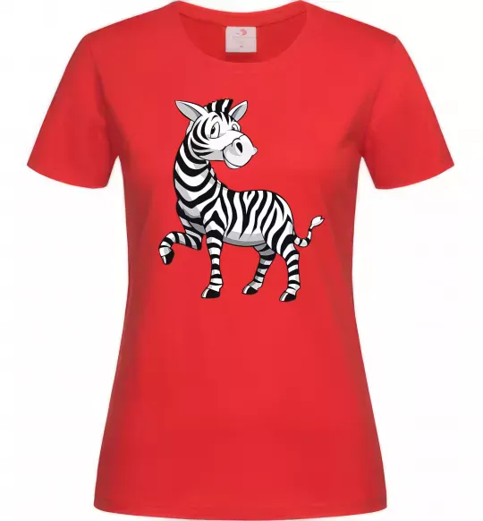 Жіноча футболка Мультяшна зебра Червоний фото