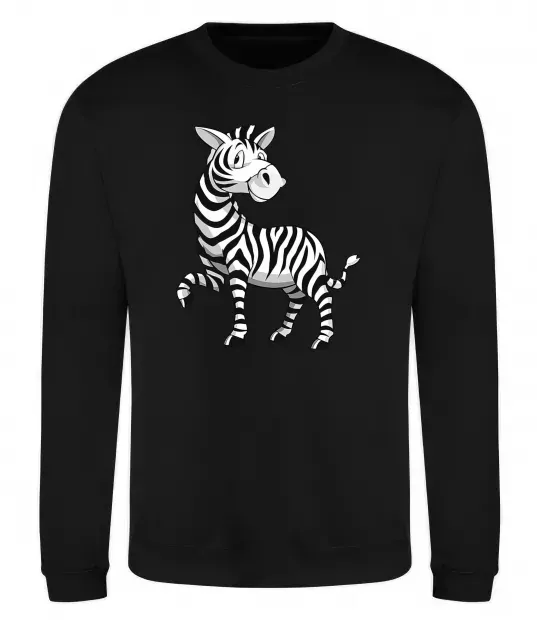 Світшот Мультяшна зебра Чорний фото