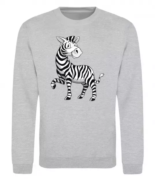 Світшот Мультяшна зебра Сірий меланж фото