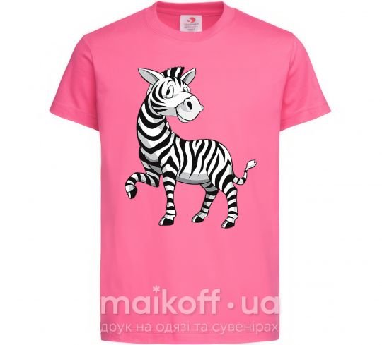 Дитяча футболка Мультяшная зебра Яскраво-рожевий фото