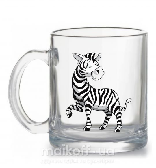 Чашка стеклянная Мультяшная зебра Прозрачный фото