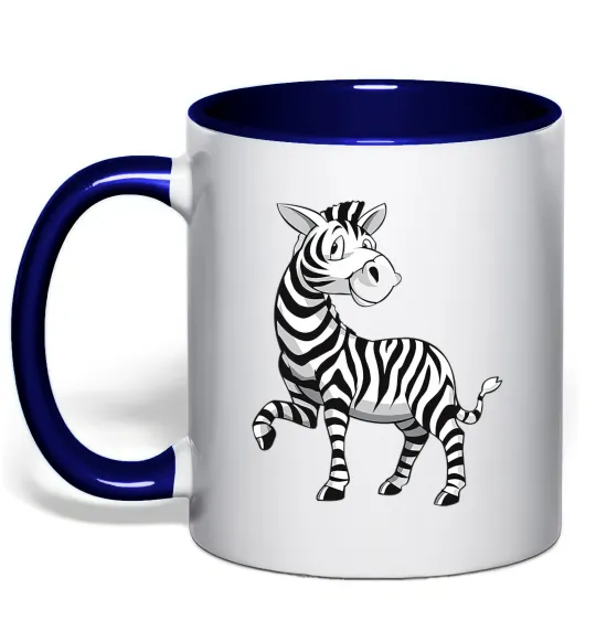 Чашка с цветной ручкой Мультяшна зебра Глубокий темно-синий фото