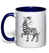 Чашка с цветной ручкой Мультяшна зебра Глубокий темно-синий фото
