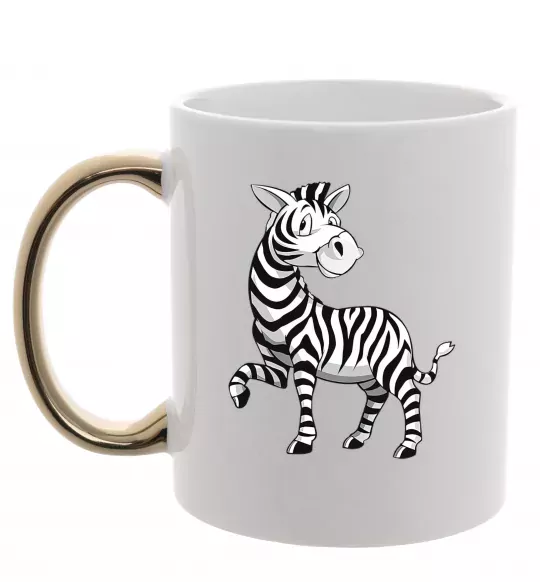Чашка с цветной ручкой Мультяшна зебра Золото фото