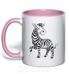 Чашка с цветной ручкой Мультяшная зебра Нежно розовый фото