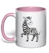 Чашка с цветной ручкой Мультяшна зебра Нежно розовый фото