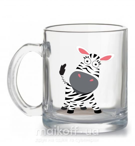 Чашка скляна Удивленная зебра Прозорий фото