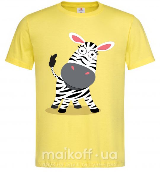 Мужская футболка Удивленная зебра Лимонный фото