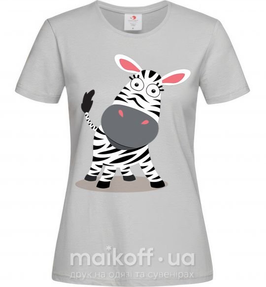 Женская футболка Удивленная зебра Серый фото