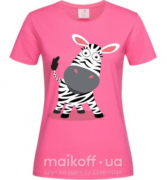 Жіноча футболка Удивленная зебра Яскраво-рожевий фото