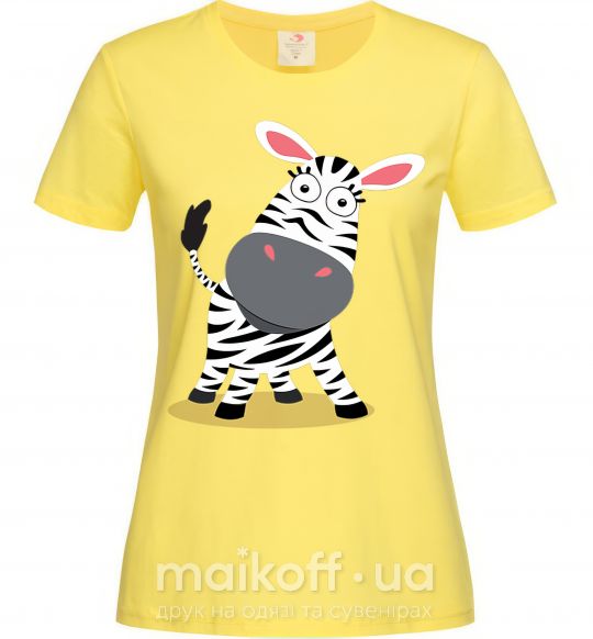 Женская футболка Удивленная зебра Лимонный фото