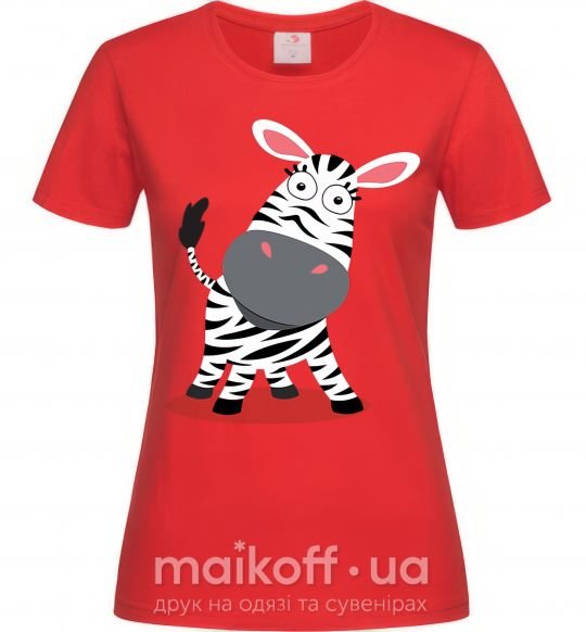 Женская футболка Удивленная зебра Красный фото