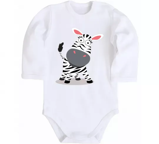 Дитячий бодік Здивована зебра Білий фото