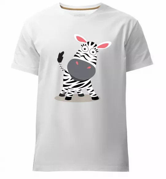 Чоловіча преміум футболка Здивована зебра Білий фото